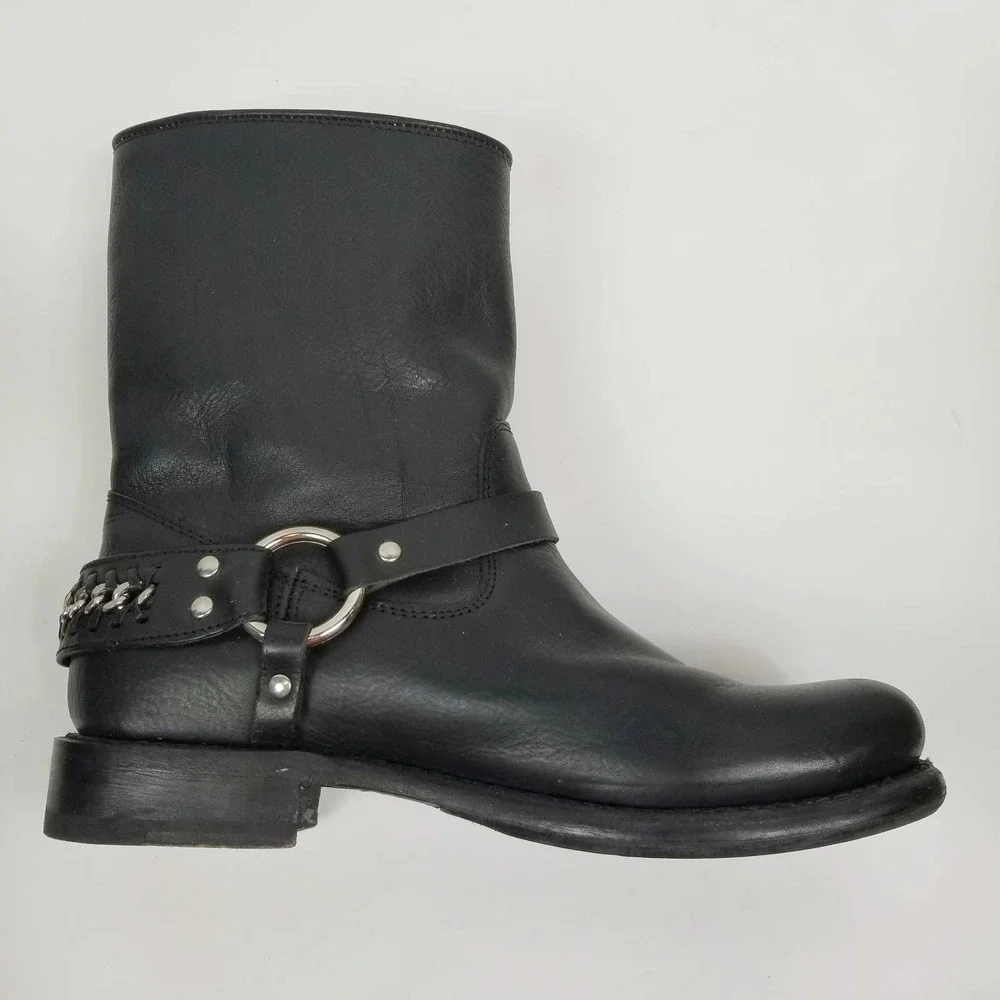 Frye Black Leather Harness Boots - Picture 2 of 12
